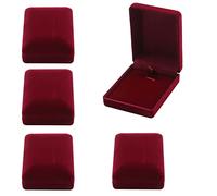 MY MIRONEY Set di 5 scatole in velluto rosso vino per ciondoli, collane e orecchini, scatola per gioielli, scatola regalo, 6 x 7,8 x 3 cm