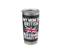 My Mom Is British Nothing Scares Me Flag Bicchiere termico in acciaio inox doppia parete