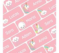 My Nametags® 56 Etichette Adesive Personalizzate | Adesivi Impermeabili per Vestiti, Scarpe e Materiale Scolastico | Etichette con Nome per Bambini, Scuola e Asilo | Adesivi Unicorno, Rosa