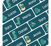 My Nametags® 56 Etichette Adesive Personalizzate | Adesivi Impermeabili per Vestiti, Scarpe e Materiale Scolastico | Etichette con Nome per Bambini, Scuola e Asilo | Adesivi Dinosauri, Blu