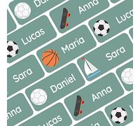My Nametags® 56 Etichette Adesive Personalizzate | Adesivi Impermeabili per Vestiti, Scarpe e Materiale Scolastico | Etichette con Nome per Bambini, Scuola e Asilo | Adesivi Gli Sport, Verde