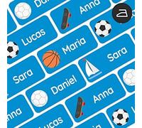 My Nametags® 56 Etichette Stirabili per Vestiti | Etichette Termoadesive Impermeabili per Vestiti e Grembiuli Scuola | Etichette Stirabili con Nome per Scuola e Casa di Riposo | Gli sport, Blu