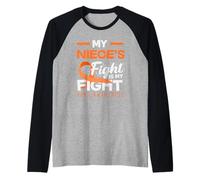 My Nieces Fight Is My Fight ADHD Awareness Nastro Arancione Maglia con Maniche Raglan