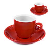 MY Obsession Set di tazze da caffè, 56 ml, extra spesse, design italiano, confezione regalo, porcellana (2 tazze rosso/bianco)