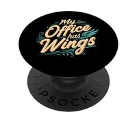 My Office Has Wings Remote Work Travel Freedom PopSockets PopGrip Adesivo