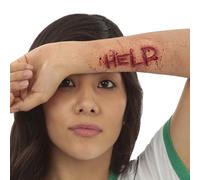 My Other Me - Applicazione unisex adulto beige Taglio Scritto Help. Un dettaglio scioccante per aggiungere realismo alla tua caratterizzazione di paura