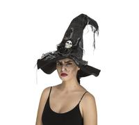 My Other Me - Cappello da strega nero con teschio unisex adulto 58 cm. Un accessorio indispensabile per dare un'aria sinistra alla tua caratterizzazione di Halloween