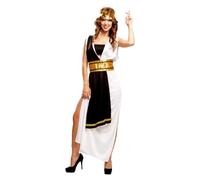 My Other Me - Costume Agripina donna, taglia XL. Include tunica lunga bianca senza maniche e con apertura laterale, mantello nero e cintura e copricapo dorato. Eleganza imperiale con dettagli classici