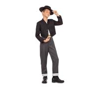 My Other Me - Costume andaluso bambino, taglia 5-6 anni. Include giacca nera corta con bottoni e colletto dritto, e pantaloni a righe diplomatici con giro bianco sul basso e vita stampata.