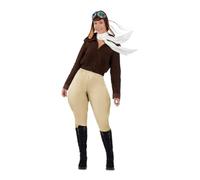 My Other Me - Costume aviatore donna, taglia L. Include cappello con occhiali da aviatore, giacca marrone con cerniera e cappuccio, fazzoletto bianco e pantaloni beige. Vola alto con stile.