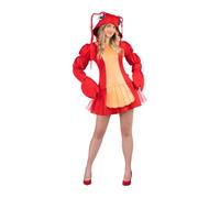 My Other Me - Costume Bogavante da donna, taglia XL. Include abito rosso con cappuccio, occhi sporgenti e antenne, maniche a sbuffo che terminano con grandi pinzette, e dettagli arancioni.