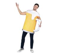 My Other Me - Costume Brocca da birra per adulti, unisex, taglia unica. Include abito senza maniche giallo con dettagli bianchi simulando schiuma e maniglia laterale. Divertiti come mai!