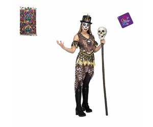 My Other Me Costume Cannibale Vodoo e Busta Coriandoli Vestito Carnevale Donna