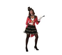 My Other Me - Costume Capo di pista donna, taglia S. Include abito 3 in 1 con effetto camicetta bianca, gilet rosso e gonna a volant neri con pizzo dorato, guanti, girocollo e copricapo.