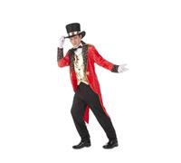 My Other Me - Costume Capo di pista uomo, taglia XXXL. Include giacca rossa con spalline, collo e polsini abbinati, gilet dorato integrato, pantaloni neri, cappello e papillon. Showman.