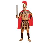 My Other Me - Costume Centurione Romano Uomo, Taglia M-L. Include abito beige con dettagli marroni e bordi dorati simulando pteruges, polsiere e parastinchi marroni, mantello rosso e casco.