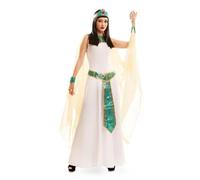 My Other Me - Costume Cleopatra Donna Taglia S Include abito bianco con mantello beige attaccato a bracciali verdi e oro, cintura con strass e fascia abbinata. Diventa la regina del Nilo.