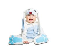 My Other Me - Costume coniglio bambino unisex, taglia 0-6 mesi. Include cappello con orecchie lunghe, naso rosso e occhi neri, tutina blu e bianco con coda, e ciuccio. Adorabile e morbido.