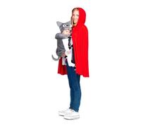 My Other Me - Costume coprizaino da Cappuccetto e lupo adulto (padre e madre) unisex con coprizaino, cappellino bambino, coda e mantello in rosso e grigio taglia unica. Un tocco originale per