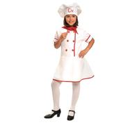 My Other Me - Costume Cuoco Ragazza, taglia 3-4 anni. Include cappello con ricamo Chef in rosso, abito bianco con bottoni e bordi rossi e fazzoletto abbinato. Perfetto per piccoli chef.