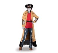 My Other Me - Costume da Angelica per bambina con pantaloni, giacca, cintura, fascia testa e guanti, maglietta, schizzo scheletro, parrucca, tattoo, spugna e trucco taglia 7-9 anni.