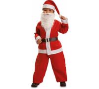My Other Me - Costume da Babbo Natale in bianco e rosso con cappello, barba, giacca, cintura e pantaloni taglia 5-6 anni. Perfetto per distribuire magia e gioia queste feste.