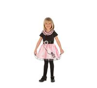 My Other Me - Costume da bambina anni '50 con vestito, cintura e dettagli in rosa e nero taglia 5-6 anni. Perfetto per la piccola stella del rock 'n' roll retrò