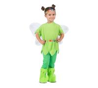 My Other Me - Costume da bambina Campanula con fascia, ali, vestito, leggings e copristivali in verde taglia 7-9 anni. Perfetto per brillare in qualsiasi festa fatata