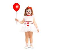 My Other Me - Costume da bambina con fascia per capelli, collo, vestito, cavigliere e braccialetti in bianco e rosso, taglia 12-24 mesi. Perfetto per una festa da circo o Halloween