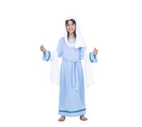 My Other Me - Costume da bambina della Vergine Maria con mantello per testa, tunica, ciambella e cintura in bianco e blu, taglia 10-12 anni. Festeggia il Natale con tenerezza