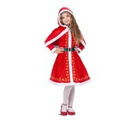 My Other Me - Costume da bambina di Mamma Noel con abito sottogonna cintura e capelina con cappuccio in bianco e rosso, taglia 3-4 anni. Rendi ogni celebrazione un magico racconto di Natale.