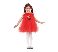 My Other Me - Costume da bambina Elmo rosso con abito in tulle stile tutù e elastici taglia 5-6 anni. Perfetto per godere di un look tenero e divertente in qualsiasi festa per bambini