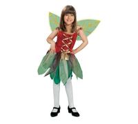 My Other Me - Costume da bambina fata con abito e ali in rosso e verde, taglia 5-6 anni. Aggiunge un tocco magico a qualsiasi celebrazione