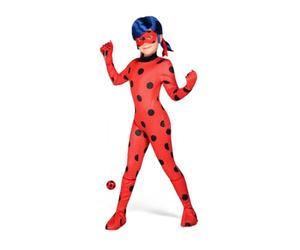 My Other Me - Costume da bambina Ladybug in rosso e nero con tuta, guanti, copristivali, maschera, parrucca, yo-yo e orecchini taglia 6-8 anni. Risveglia il tuo lato più eroico in ogni avventura