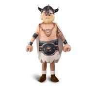 My Other Me - Costume da bambino Charlie Playmobil beige e grigio con casacca, mantello, copristivali, maschera e guanti taglia 5-6 anni. Perfetto per un viaggio nell'era dei Vichinghi