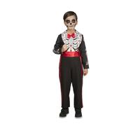 My Other Me - Costume da bambino per il giorno dei morti rosso e nero con tuta e giacca taglia 7-9 anni. Perfetto per festeggiare Halloween con un tocco tradizionale e colorato