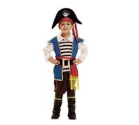 My Other Me - Costume da bambino Pirata con cappello, giacca con camicia, cintura, fascia, pantaloni e leggings in blu e marrone taglia 12-24 mesi. Surca i mari con stile Trentonymous