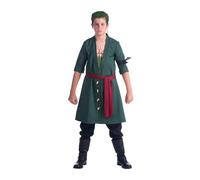 My Other Me - Costume da bambino Roronoa Zoro verde con crema per capelli, orecchini, giacca, fazzoletto, fascia e pantaloni taglia 10-12 anni. Vento a poppa verso l'avventura epica