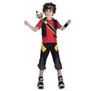 My Other Me - Costume da bambino Zak Storm con spada, parrucca, fascia, braccialetto, tracolla, camicia con gilet, pantaloni e copristivali in rosso e nero, taglia 10-12 anni. Conquista i sette mari