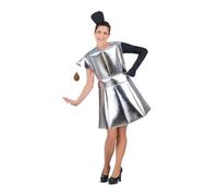 My Other Me - Costume da caffettiera unisex per adulti, taglia unica. Include copricapo nero, maglietta e guanto nero, e vestito d"argento con la simulazione di una goccia di caffè che esce dal becco