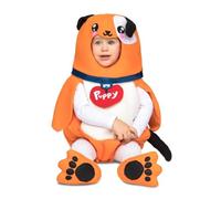My Other Me - Costume da cane con vestito, cappello, scarpine e coda in bianco e arancione, taglia 7-12 mesi. Un look cagnolino che scioglierà i cuori in ogni angolo