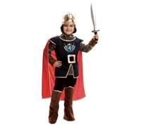 My Other Me - Costume da cavaliere per bambino con corona, boia, casacca, cintura, mantello, pantaloni e copristivali in nero e rosso taglia 1-2 anni. Perfetto per battaglie medievali