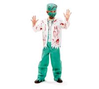 My Other Me - Costume da chirurgo scheletro unisex per bambini con camicia con giacca, pantaloni, cappello e maschera in bianco e verde, taglia 5-6 anni. Perfetto per una notte inquietante di