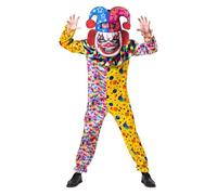 My Other Me - Costume da clown da uomo adulto con tuta e cappuccio 3D nei colori giallo e rosa taglia ML Risveglia risate in tutte le tue feste.