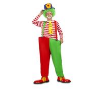 My Other Me - Costume da clown per bambini, unisex, taglia 5-6 anni. Include maglietta a righe bianche e rosse con cravatta gialla a pois colorati e pantaloni bicolore con spalline e cerchio.