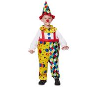 My Other Me - Costume da clown unisex per bambini con cappello e tuta in multicolore taglia 3-4 anni. Fai ridere tutti ad ogni festa con il tuo stile unico