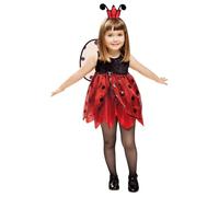My Other Me - Costume da coccinella per bambina con abito, copricapo e ali in rosso e nero, taglia 12-24 mesi. Perfetto per rubare il cuore a tutti ad Halloween