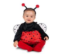 My Other Me - Costume da coccinella per neonata con fascia, abito con ali e mutandine in rosso e nero taglia 0-6 mesi. Perfetto per una dolce prima festa in costume