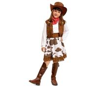 My Other Me - Costume da cowgirl con cappello, fazzoletto, gilet e gonna in bianco e marrone taglia 3-4 anni Esplora il lontano ovest con stile e divertimento!