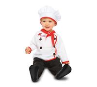 My Other Me - Costume da cuoco unisex con cappello, fazzoletto, giacca e pantaloni in bianco e rosso, taglia 0-6 mesi. Dolce come un cupcake appena sfornato